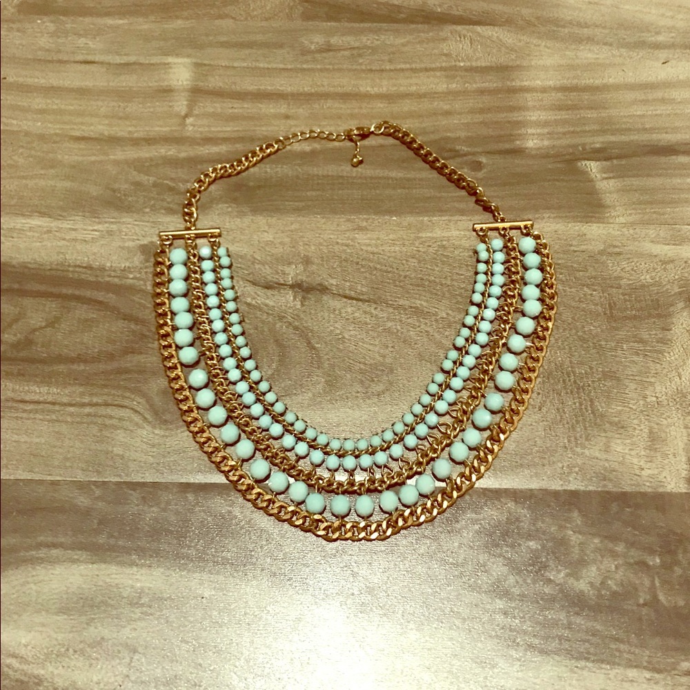 Turquoise and Gold Beaded Necklace